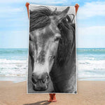 Monochrome Horse Print Beach Towel