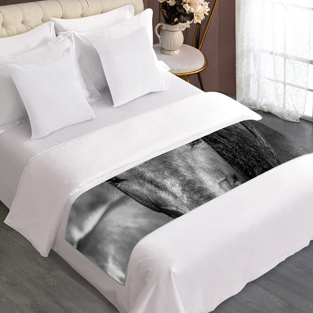 Monochrome Horse Print Bed Runner
