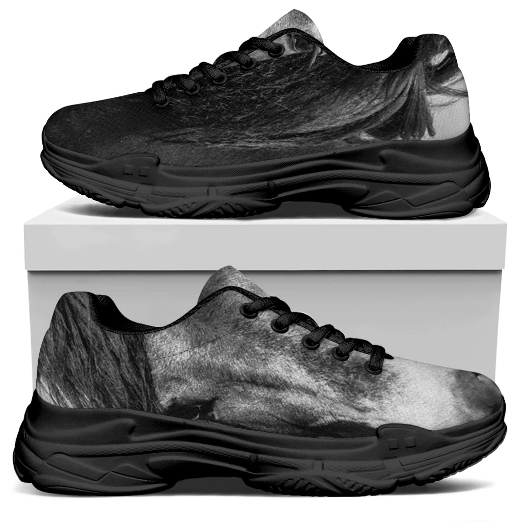 Monochrome Horse Print Black Chunky Shoes
