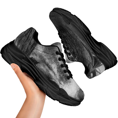 Monochrome Horse Print Black Chunky Shoes