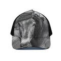 Monochrome Horse Print Black Mesh Trucker Hat