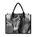 Monochrome Horse Print Canvas Tote Bag
