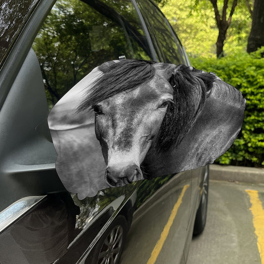 Monochrome Horse Print Car Side Mirror Covers