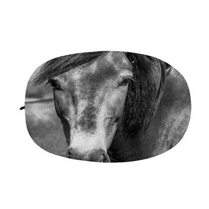 Monochrome Horse Print Car Side Mirror Covers