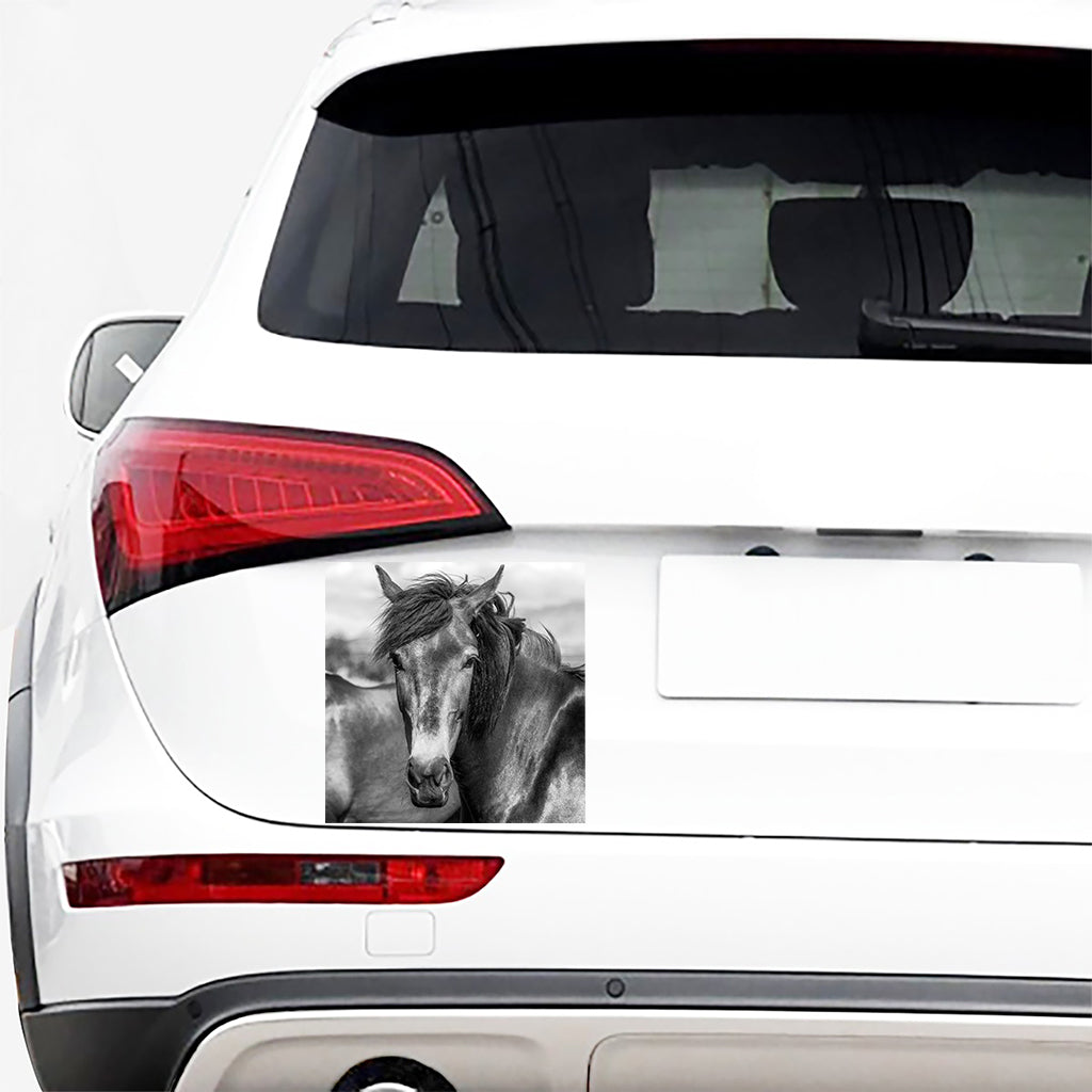 Monochrome Horse Print Car Sticker