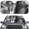 Monochrome Horse Print Car Windshield Sun Shade