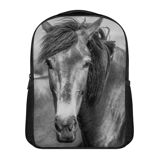Monochrome Horse Print Casual Backpack