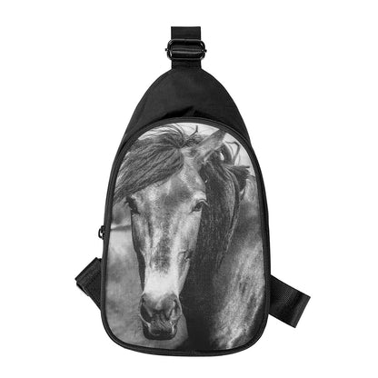 Monochrome Horse Print Chest Bag
