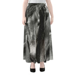 Monochrome Horse Print Chiffon Maxi Skirt