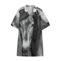 Monochrome Horse Print Cotton Hawaiian Shirt