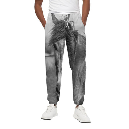 Monochrome Horse Print Cotton Pants