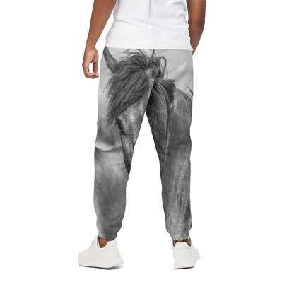 Monochrome Horse Print Cotton Pants