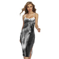 Monochrome Horse Print Cross Back Cami Dress