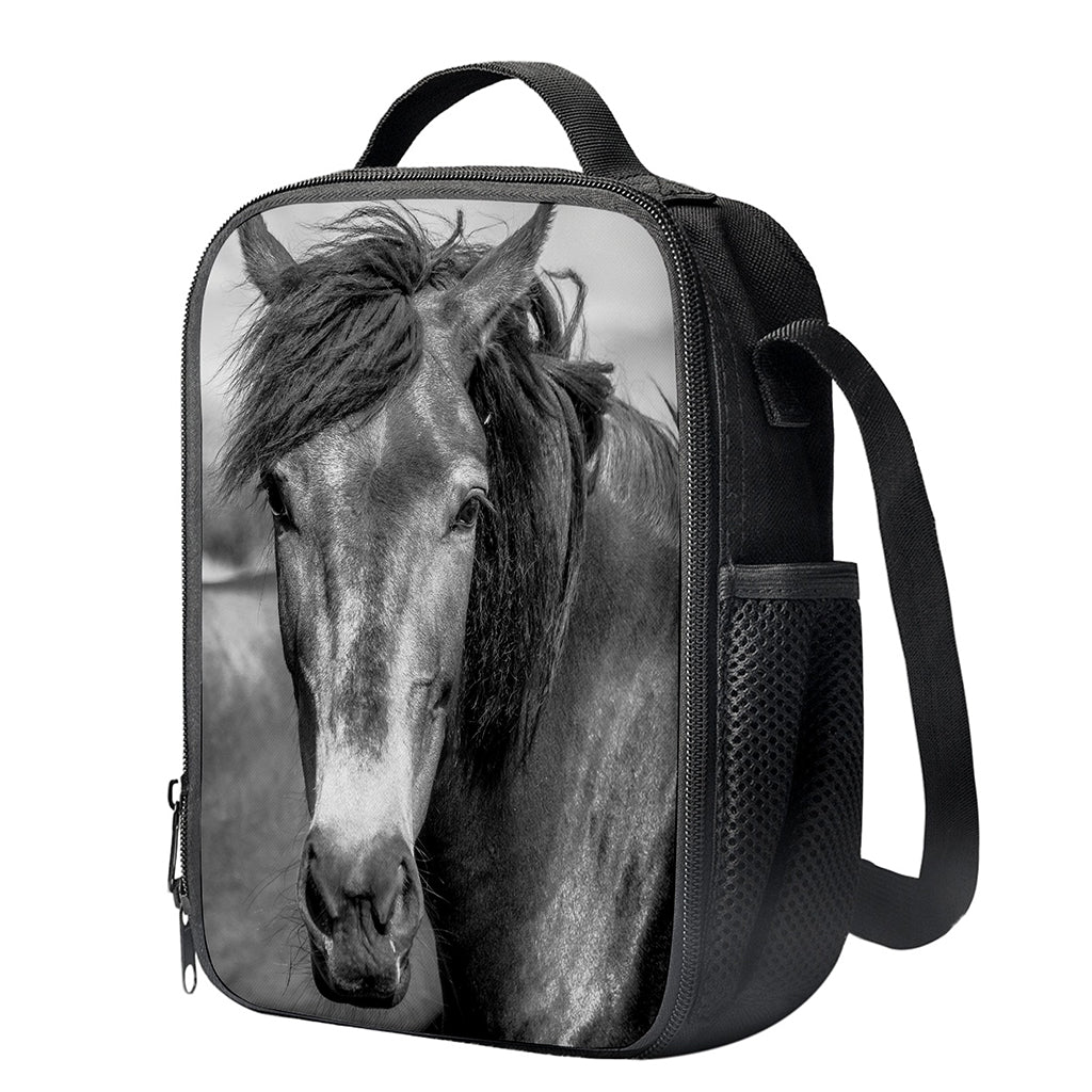 Monochrome Horse Print Crossbody Lunch Bag