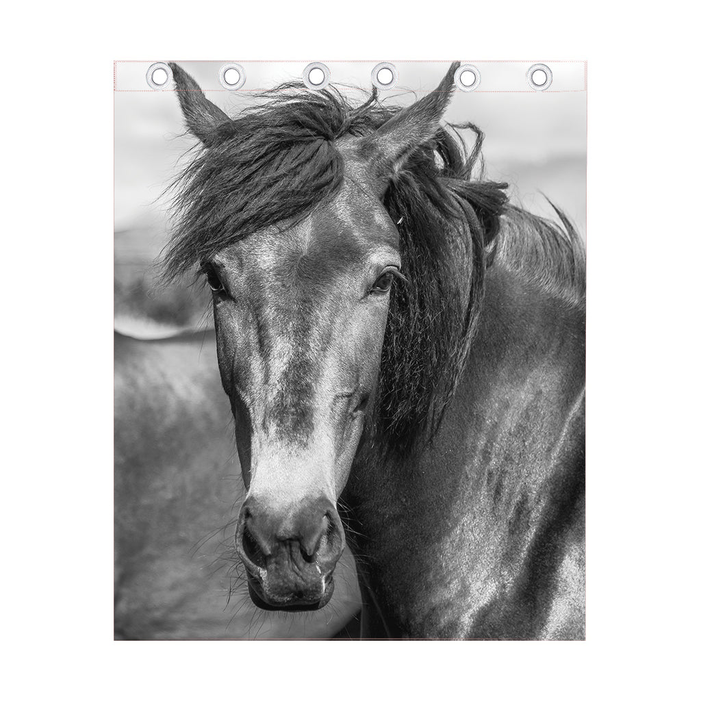 Monochrome Horse Print Curtain