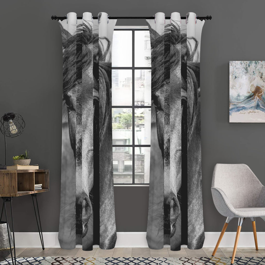Monochrome Horse Print Curtain