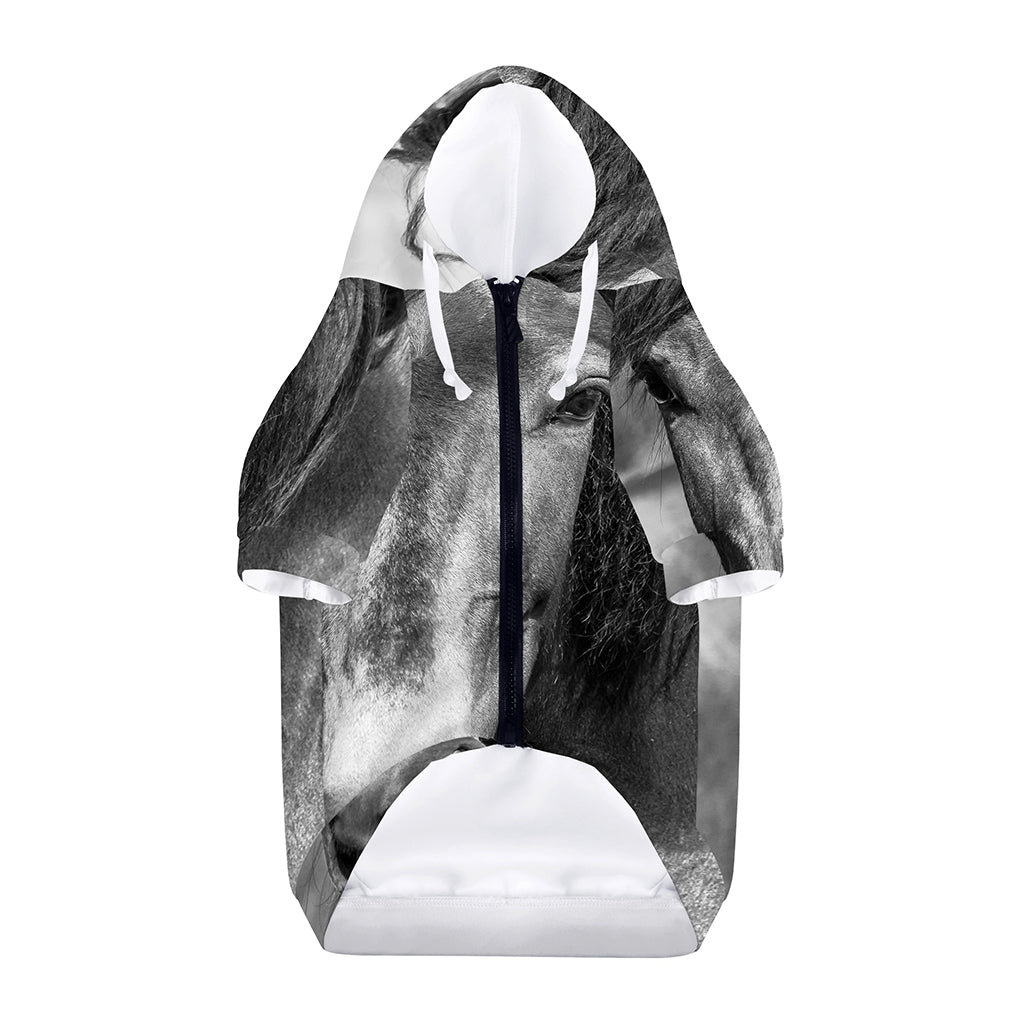 Monochrome Horse Print Dog Zip Up Hoodie