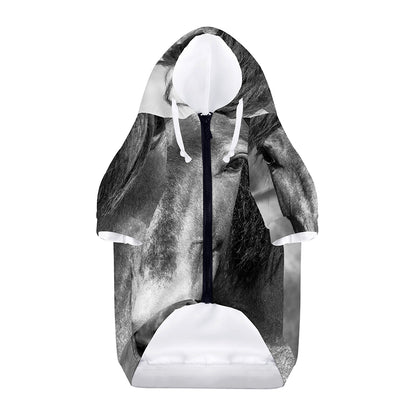 Monochrome Horse Print Dog Zip Up Hoodie