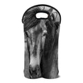 Monochrome Horse Print Double Neoprene Wine Tote