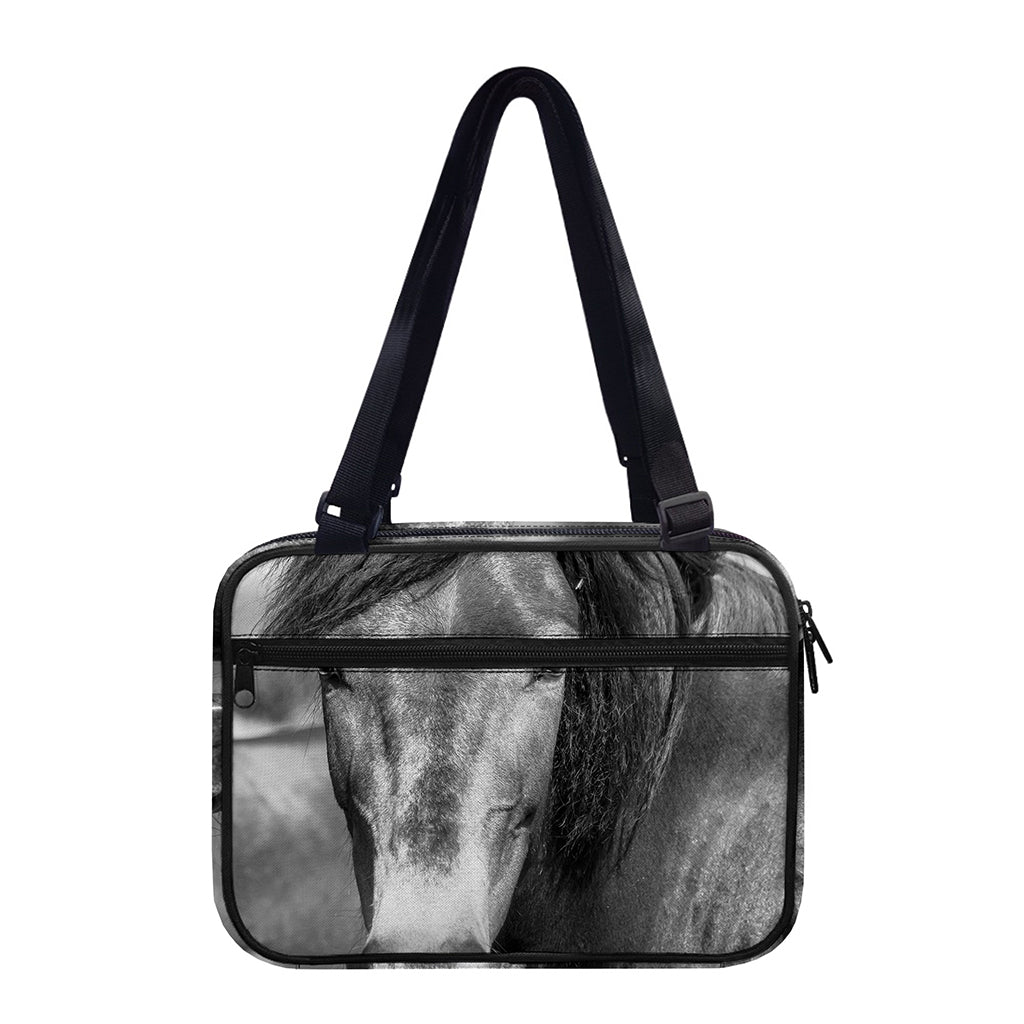 Monochrome Horse Print Double Strap Bible Bag