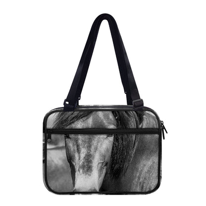Monochrome Horse Print Double Strap Bible Bag