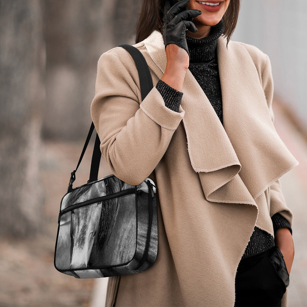 Monochrome Horse Print Double Strap Bible Bag