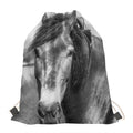 Monochrome Horse Print Drawstring Bag