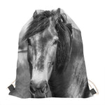 Monochrome Horse Print Drawstring Bag