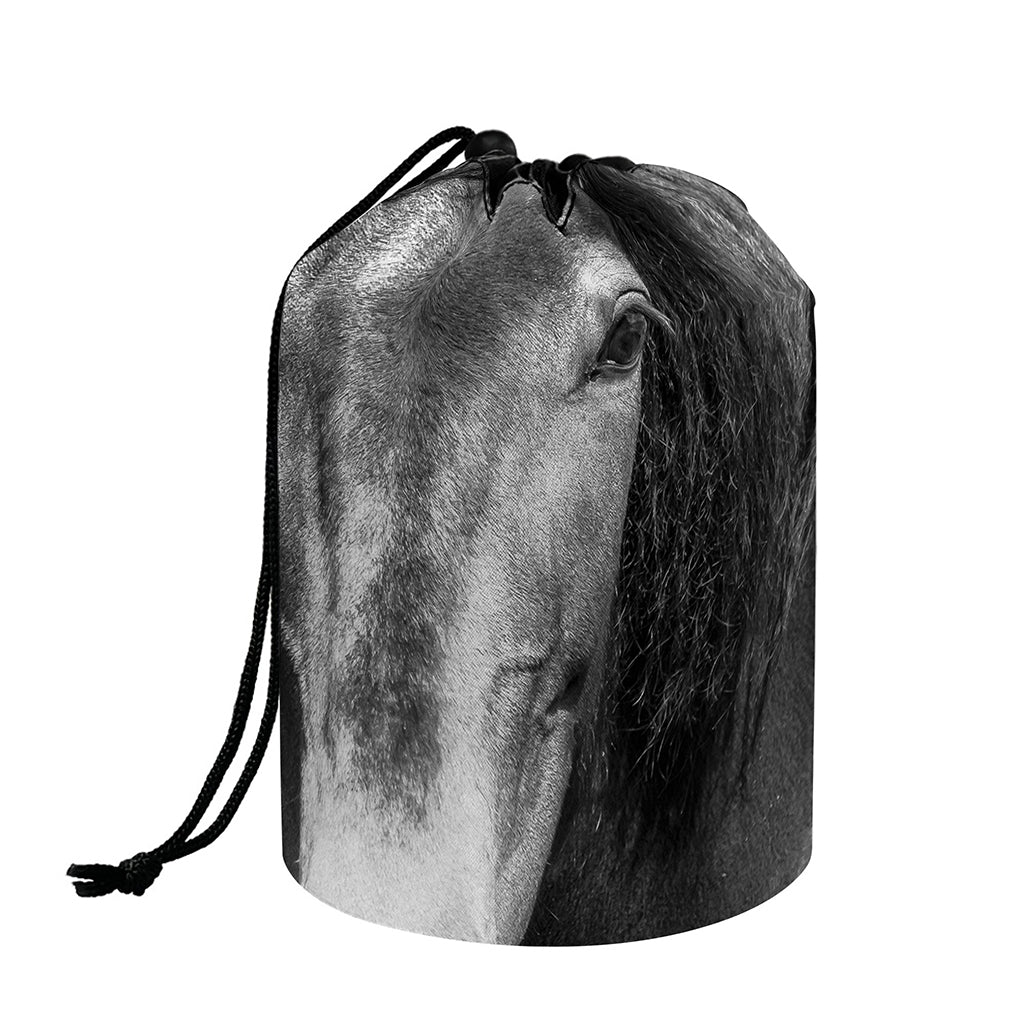 Monochrome Horse Print Drawstring Makeup Bag