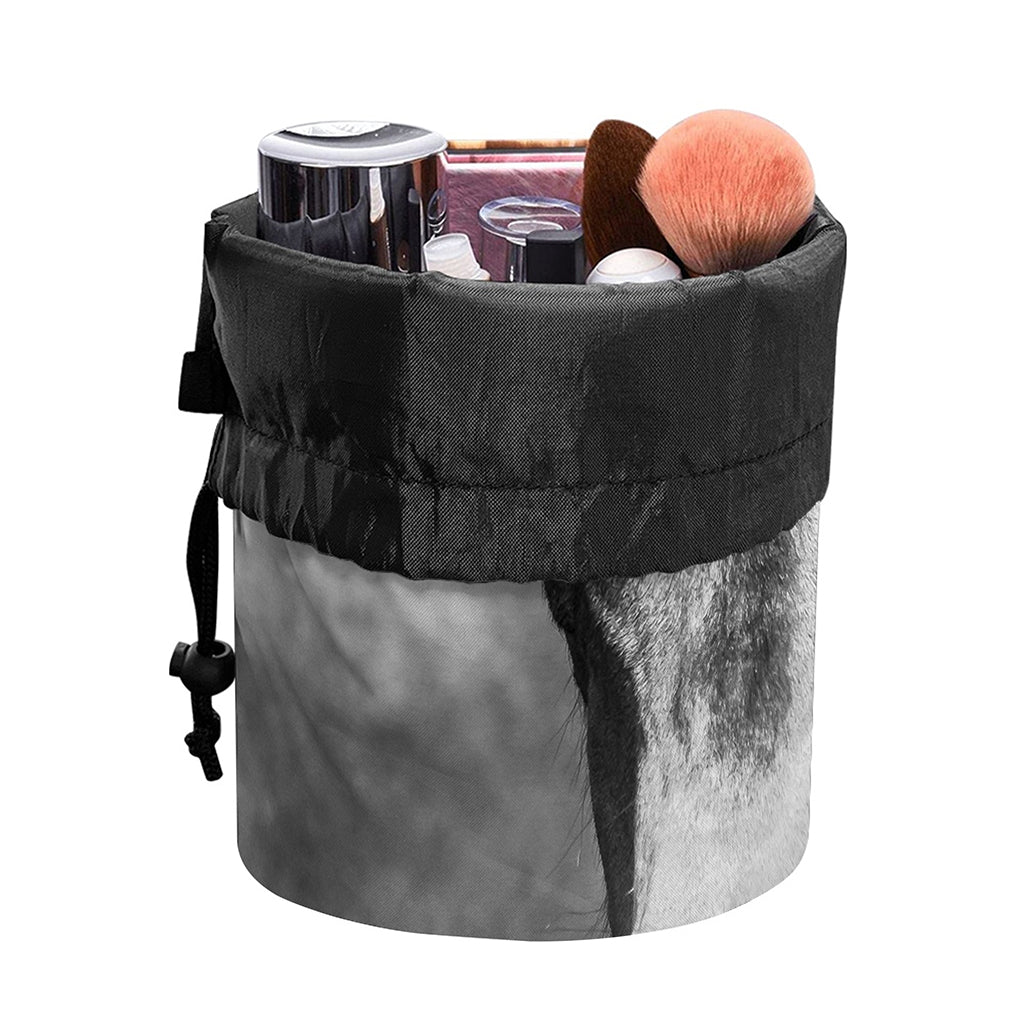 Monochrome Horse Print Drawstring Makeup Bag