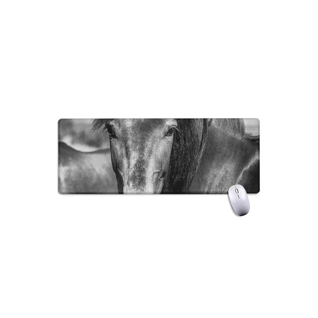 Monochrome Horse Print Extended Mouse Pad