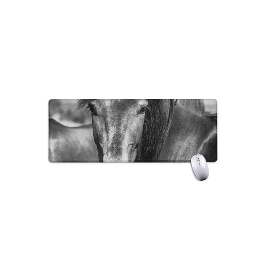 Monochrome Horse Print Extended Mouse Pad