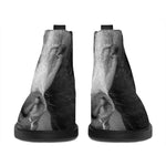 Monochrome Horse Print Flat Ankle Boots