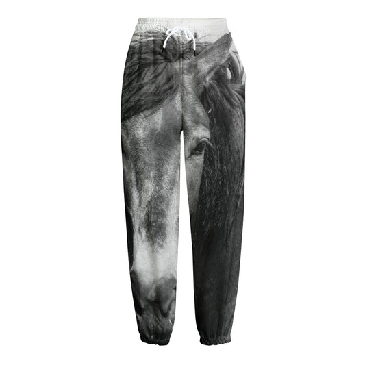 Monochrome Horse Print Fleece Lined Knit Pants