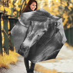 Monochrome Horse Print Foldable Umbrella