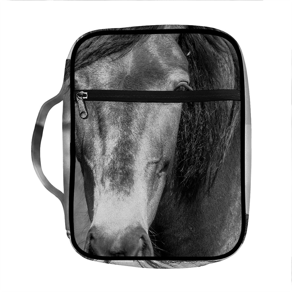 Monochrome Horse Print Front Pocket Bible Bag