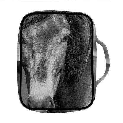 Monochrome Horse Print Front Pocket Bible Bag