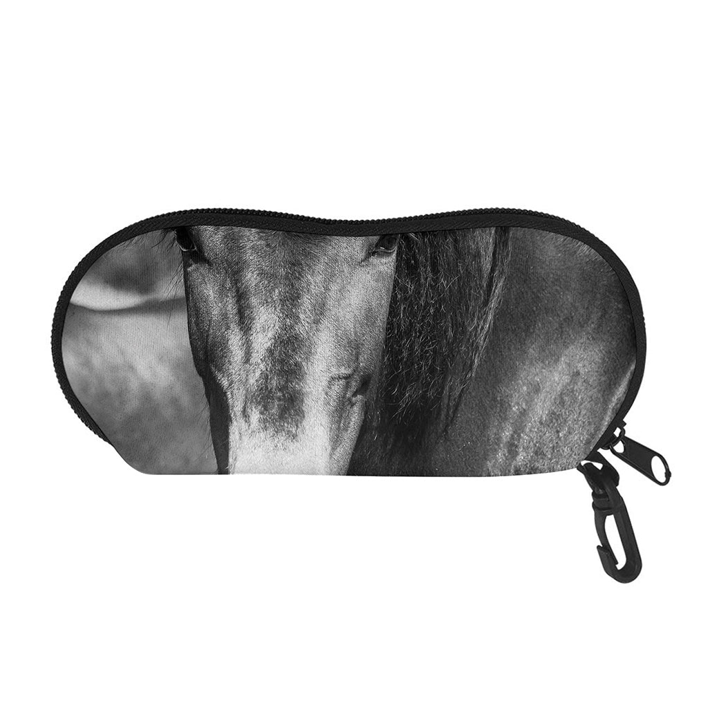 Monochrome Horse Print Glasses Case