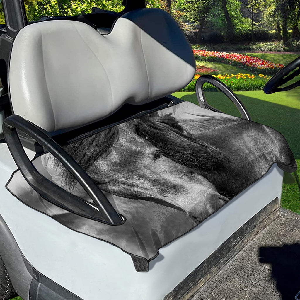 Monochrome Horse Print Golf Cart Seat Cover