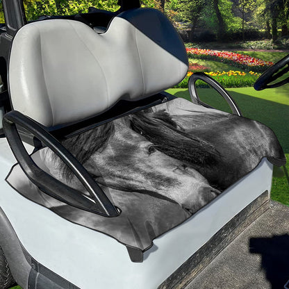 Monochrome Horse Print Golf Cart Seat Cover