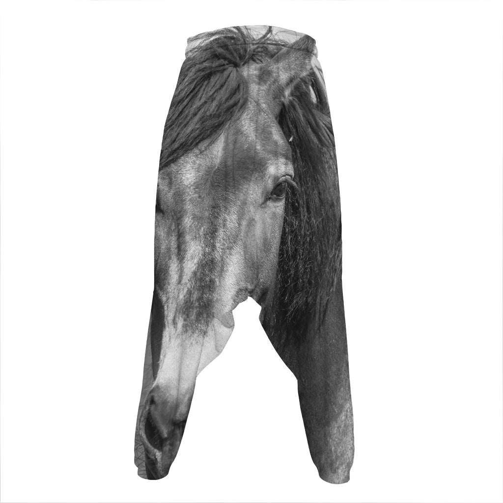 Monochrome Horse Print Hammer Pants