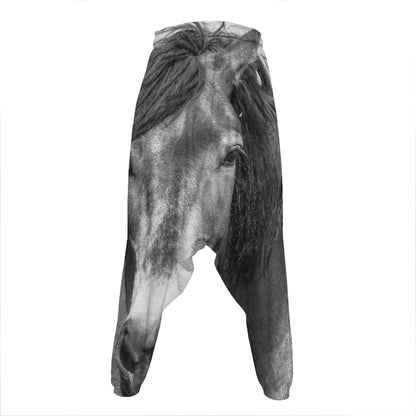 Monochrome Horse Print Hammer Pants