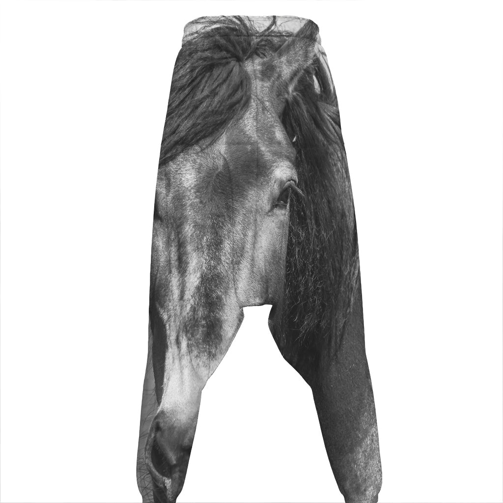 Monochrome Horse Print Hammer Pants