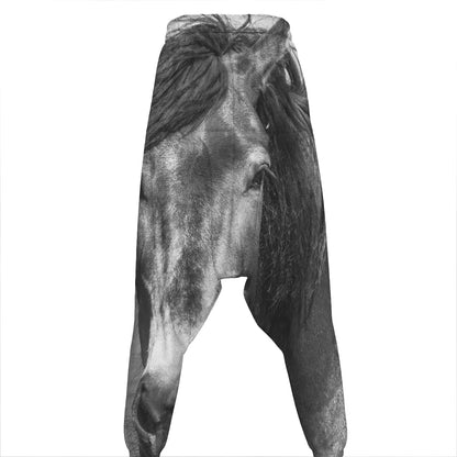 Monochrome Horse Print Hammer Pants