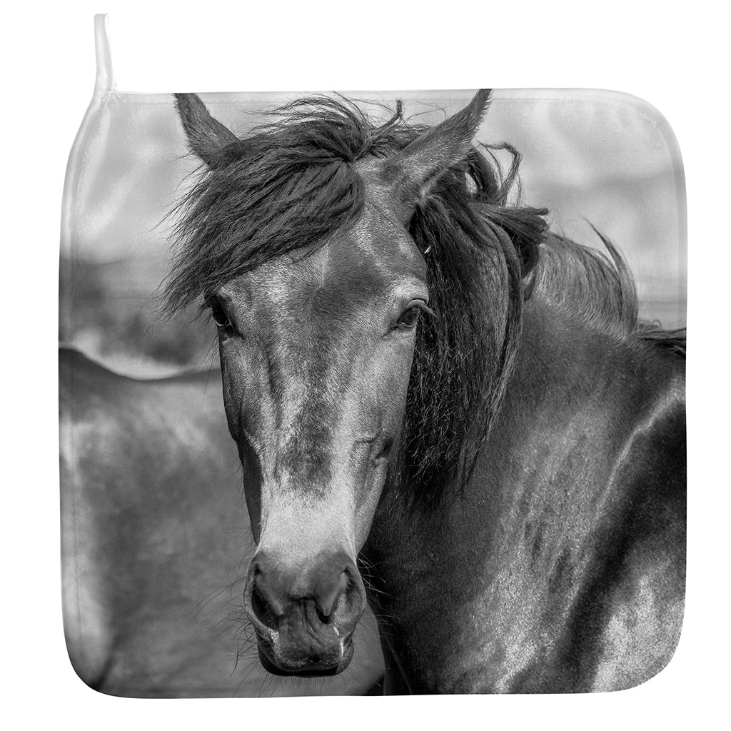 Monochrome Horse Print Hand Towel