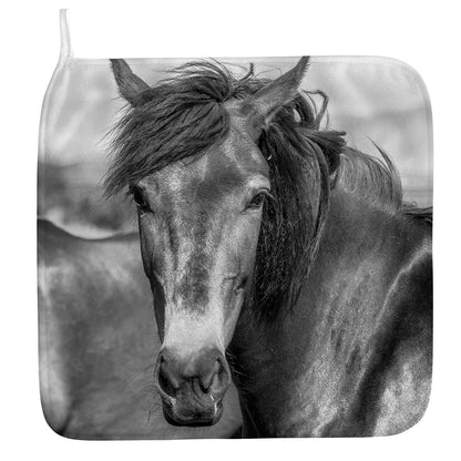 Monochrome Horse Print Hand Towel