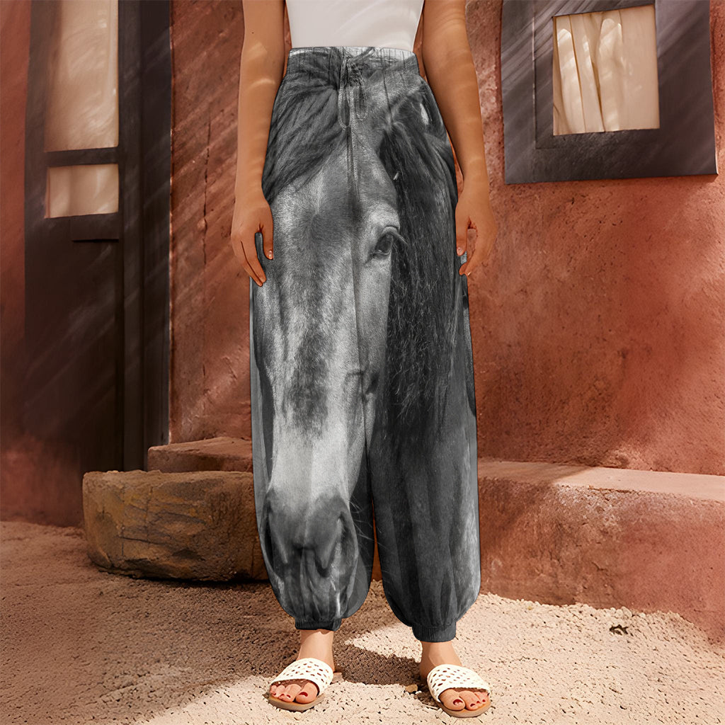 Monochrome Horse Print Harem Pants