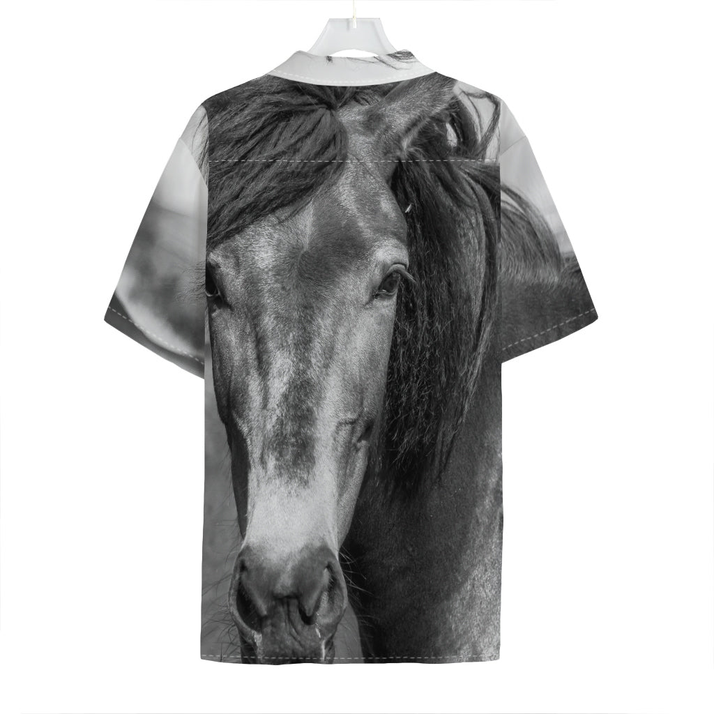 Monochrome Horse Print Hawaiian Shirt