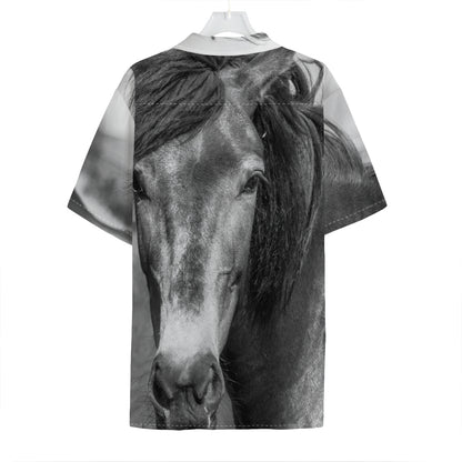 Monochrome Horse Print Hawaiian Shirt