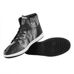 Monochrome Horse Print High Top Leather Sneakers